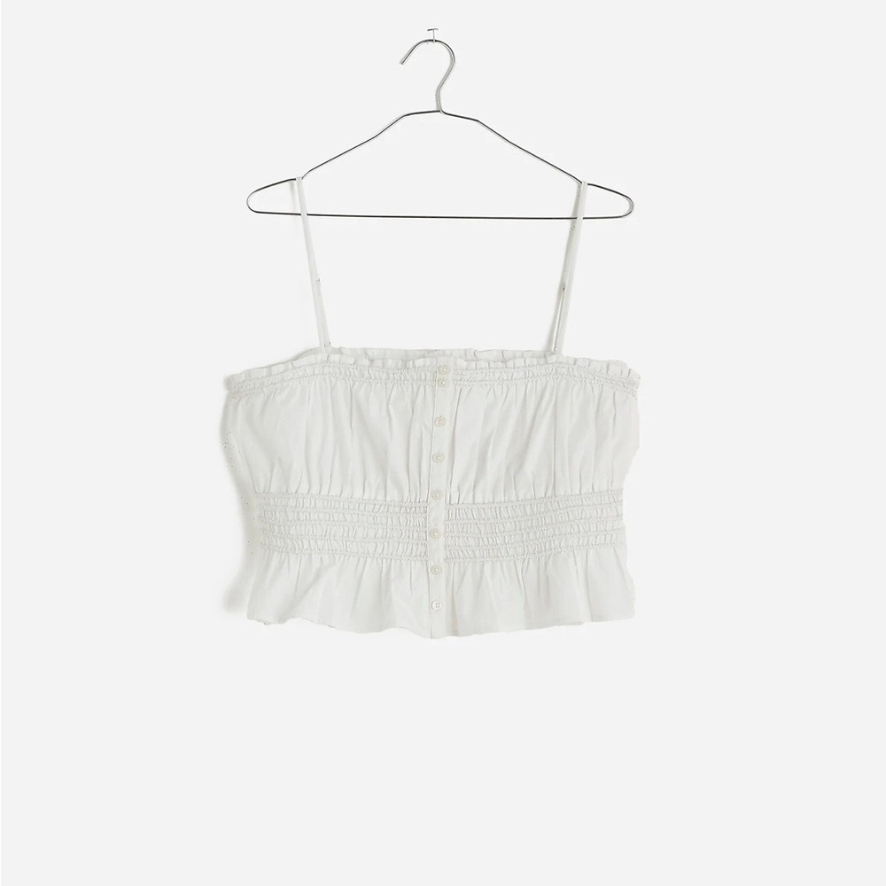 Madewell Smocked Button-Front Top in Poplin XL - Picture 11 of 11